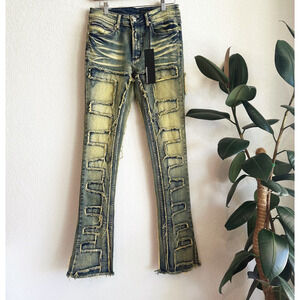 Rockstar Original Slim Stacked Flare Stretch Jeans 30X34 Y2K Streetwear Grunge